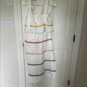English Factory White Midi Dress with Multicolor Stripes